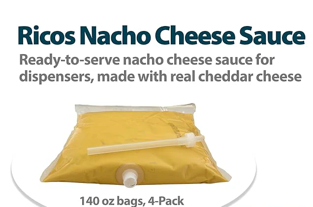 Ricos Nacho Cheese Sauce Bags, Movie Theater Nacho Sauce for Nacho Cheese Dispenser, 140 Oz Bags, Pack of 4 - Canadian Distribution - Ships Free Within Canada on Orders Above CAD $199