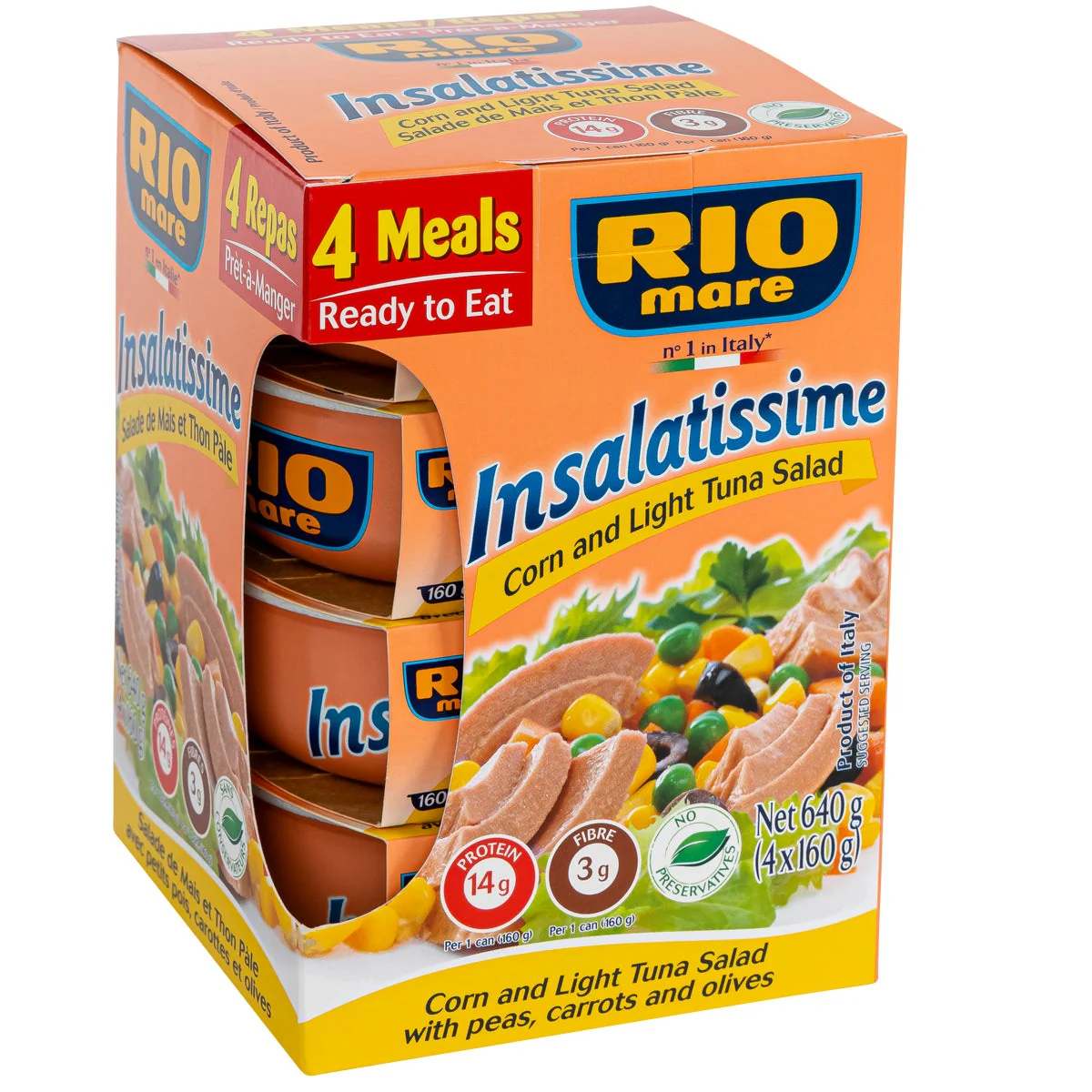 Rio Mare Insalatissime Corn and Light Tuna Salad - 16 × 160 g - Grocery and Food Items - Canadian Distribution - Ships Free Within Canada on Orders Above CAD $199