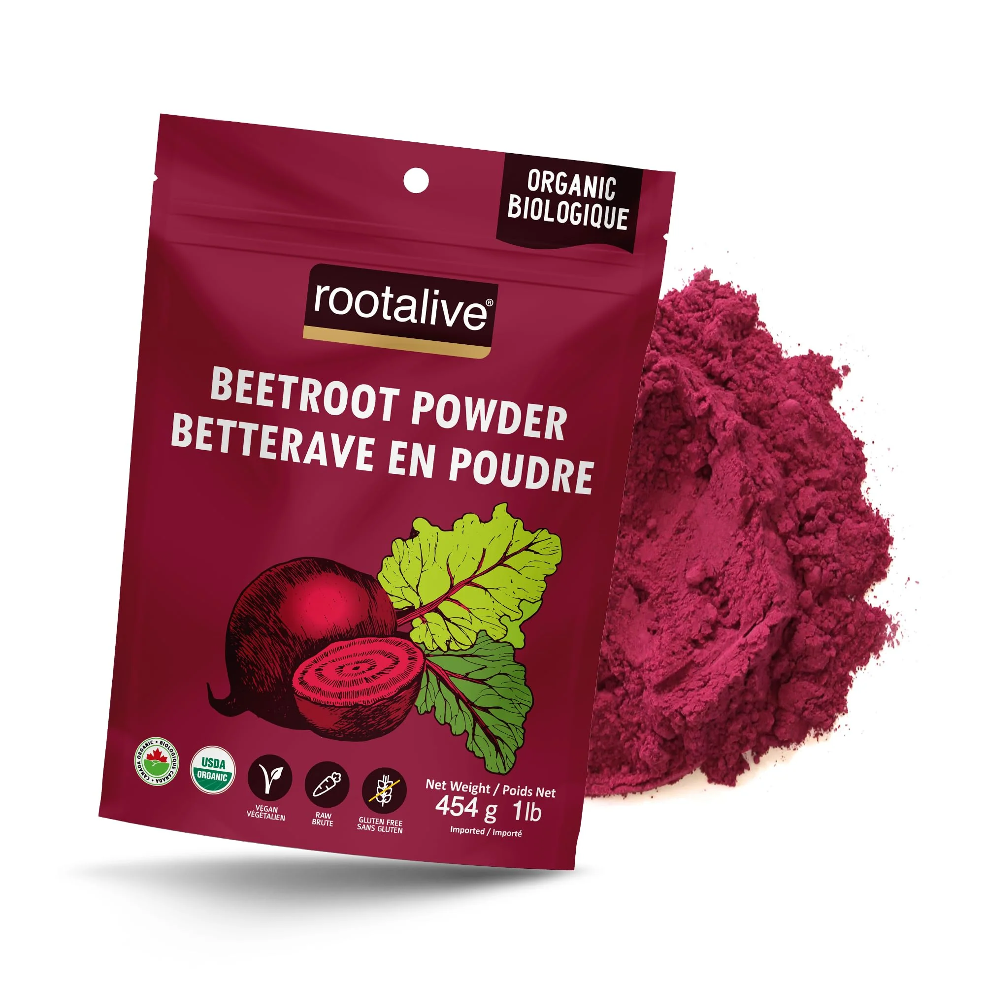 Rootalive - Organic Beetroot Powder - 454g - Ships Free Within Canada on Orders Above CAD $199