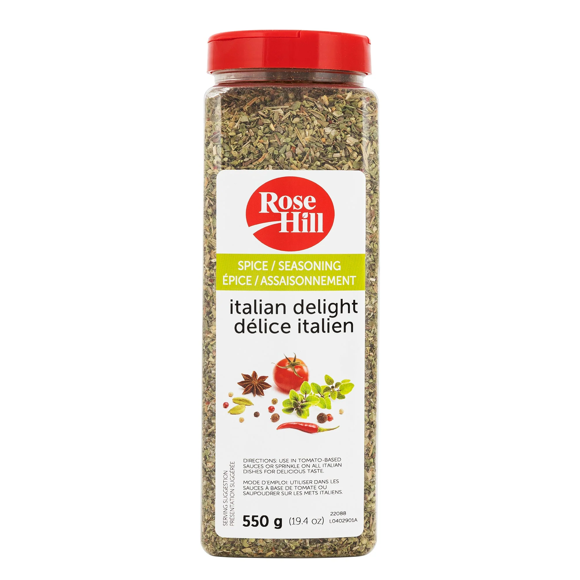 Rose Hill Italian Delight Seasoning - 4 x 550 g - Grocery and Food Items - Canadian Distribution - Ships Free Within Canada on Orders Above CAD $199