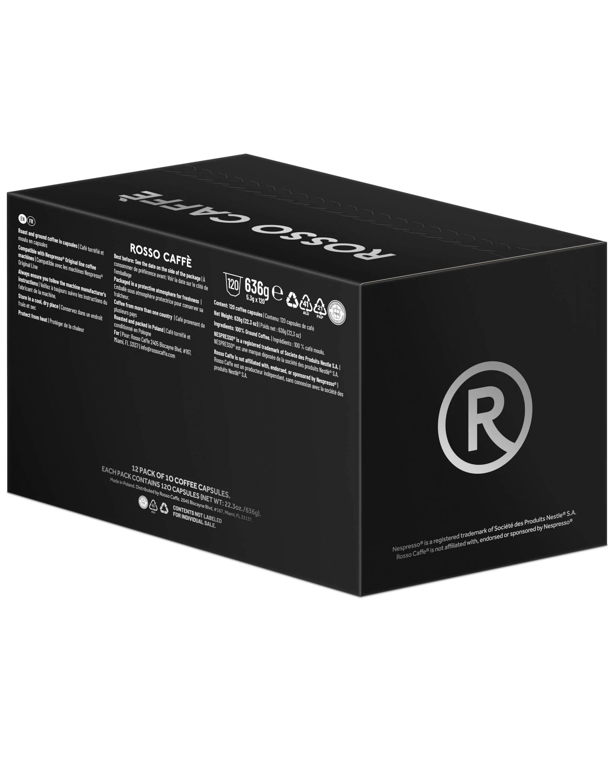 Rosso Caffè – Espresso Coffee Pods – Intense Dark Roast Variety – 120 Pods - Canadian Distribution - Ships Free Within Canada on Orders Above CAD $199 - Image 2