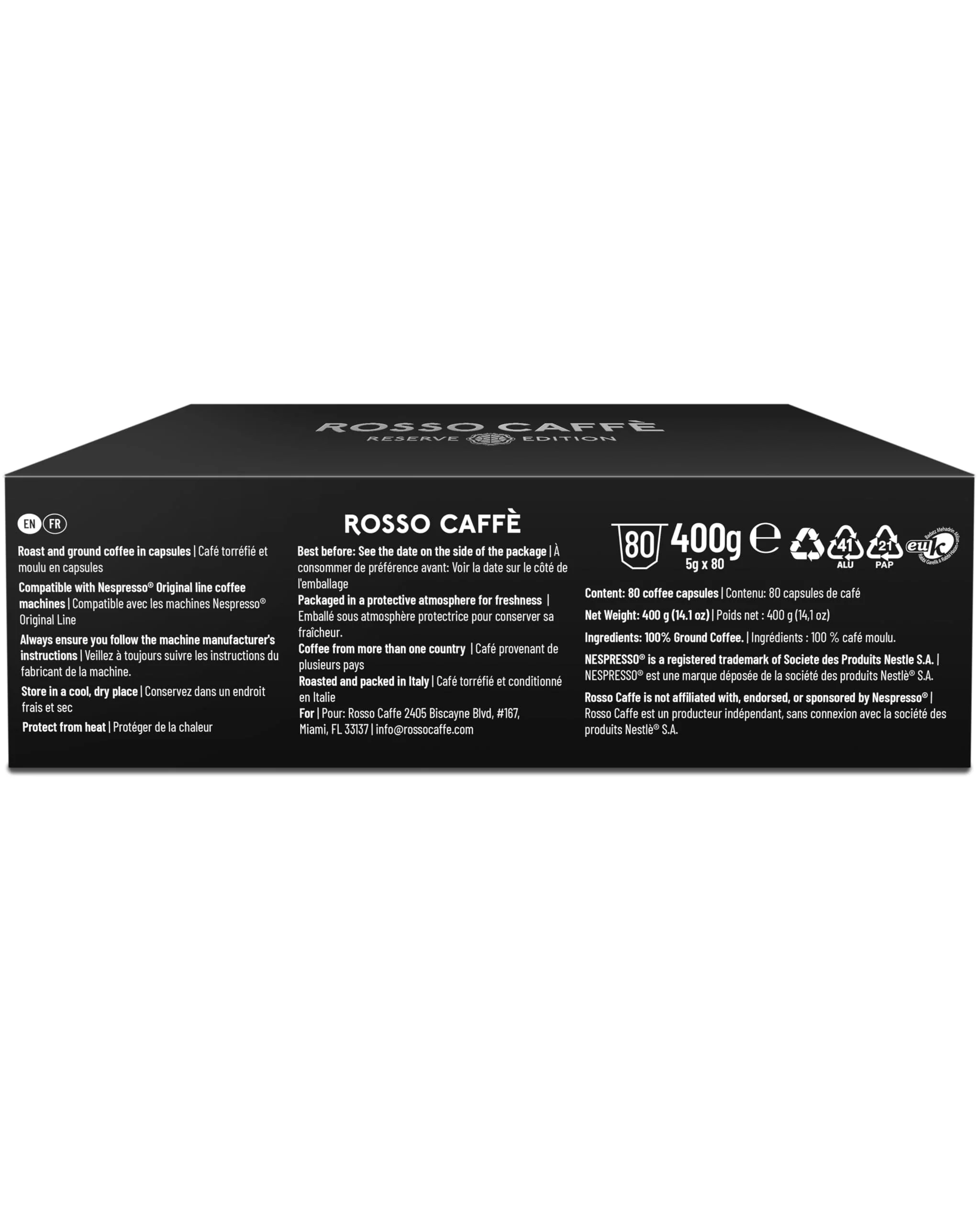 Rosso Caffè – Espresso Pods – Dark Roast Intense Pack – 80 Pods - Canadian Distribution - Ships Free Within Canada on Orders Above CAD $199 - Image 2