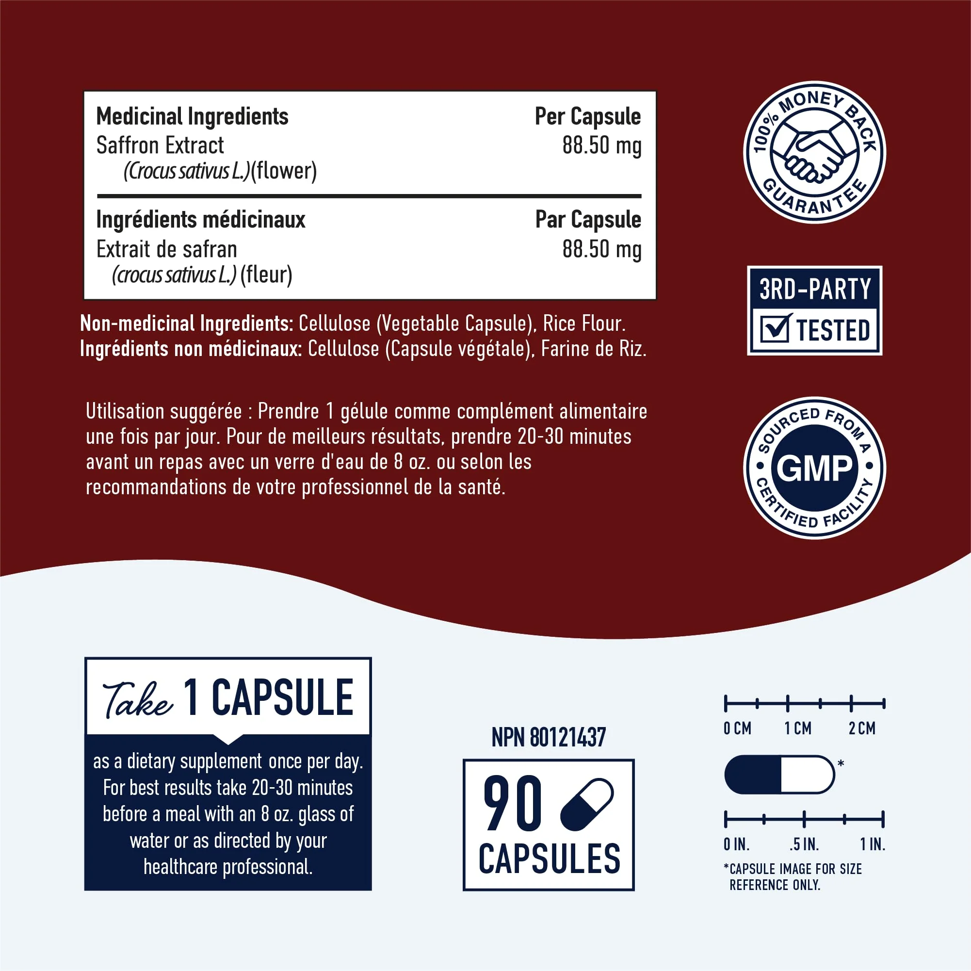 Saffron Extract Supplement - 88.5mg - 90 Capsules - 3:1 Ratio - Vegetarian - Canadian Distribution - Ships Free Within Canada on Orders Above CAD $199 - Image 4
