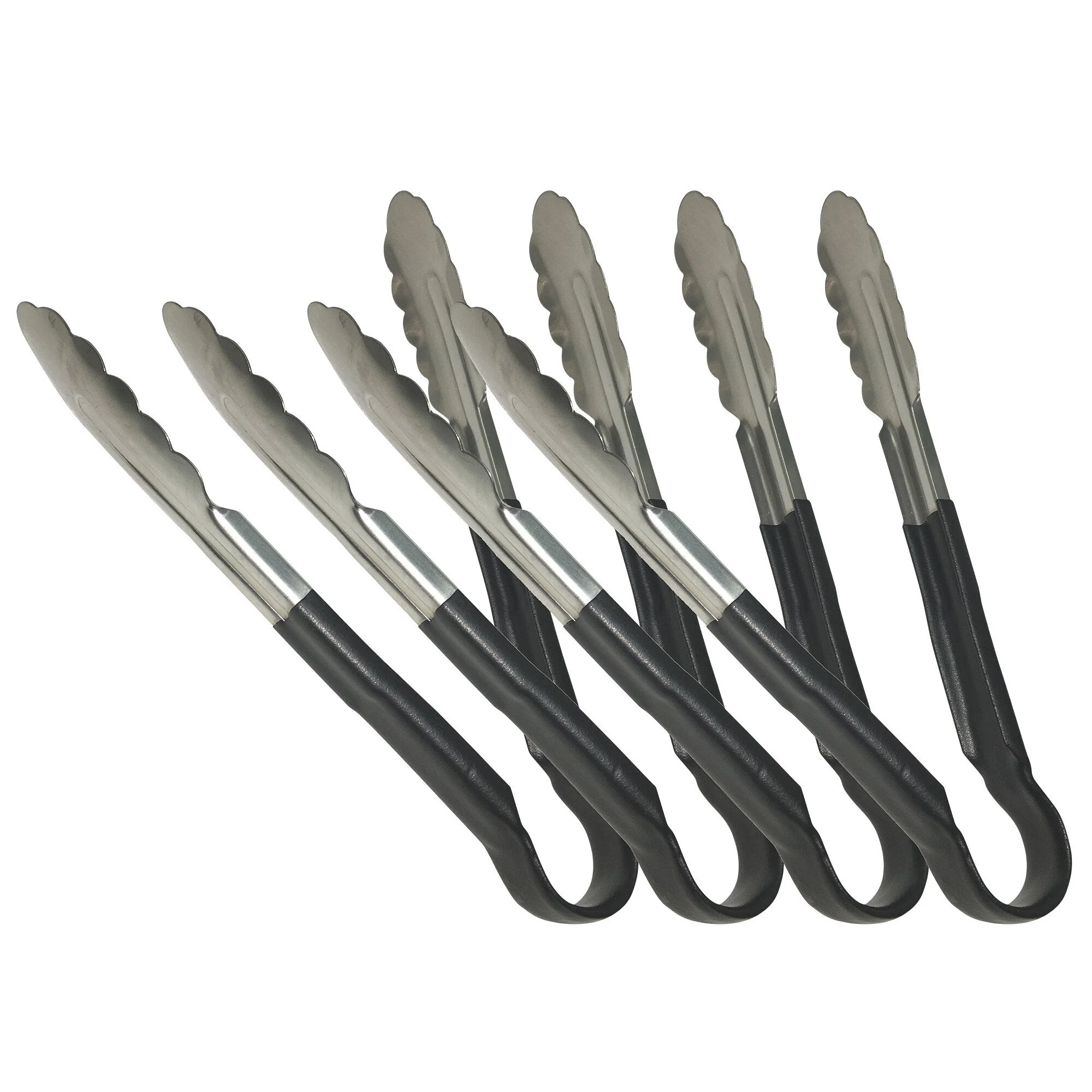 Sagetra Plastic Coated Black Utility Tongs 30.48 cm (12 in), Pack of 4 - Restaurant Equipment and Smallwares - Canadian Distribution