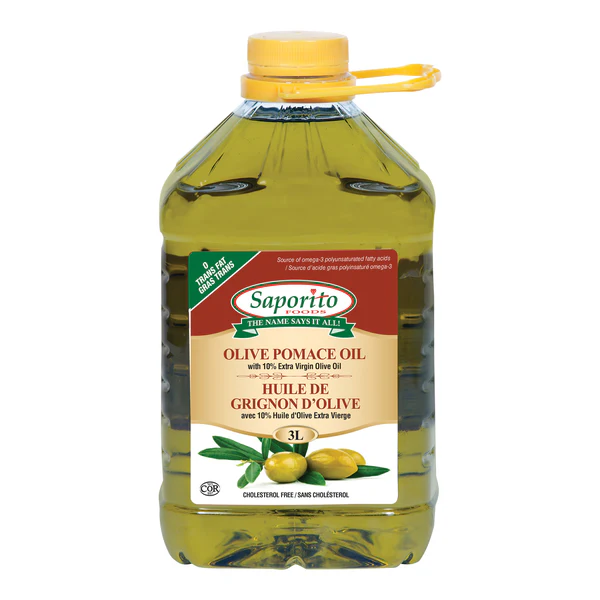 Saporito Pomace Oil with 10% Extra Virgin Olive Oil - 4 x 3L - Grocery and Food Items - Canadian Distribution - Ships Free Within Canada on Orders Above CAD $199