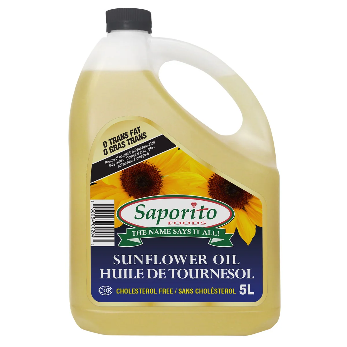 Saporito Sunflower Oil - 4 x 5 L - Grocery and Food Items - Canadian Distribution - Ships Free Within Canada on Orders Above CAD $199