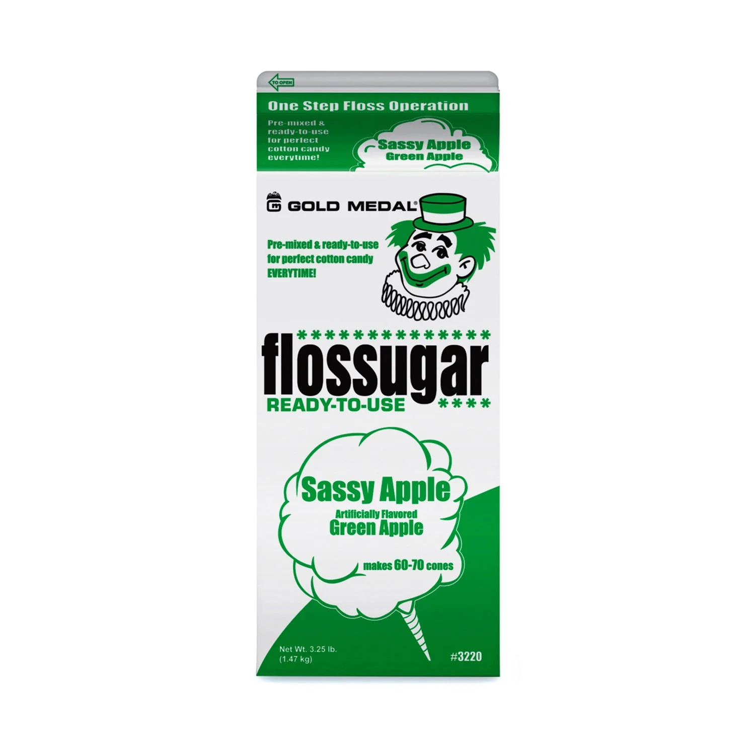 Sassy Apple (Apple) Cotton Candy Flossugar  | Cotton Candy Supplies Canada | 6 x 3.25lbs per case | Ships Free Within Canada on Orders Above CAD $199