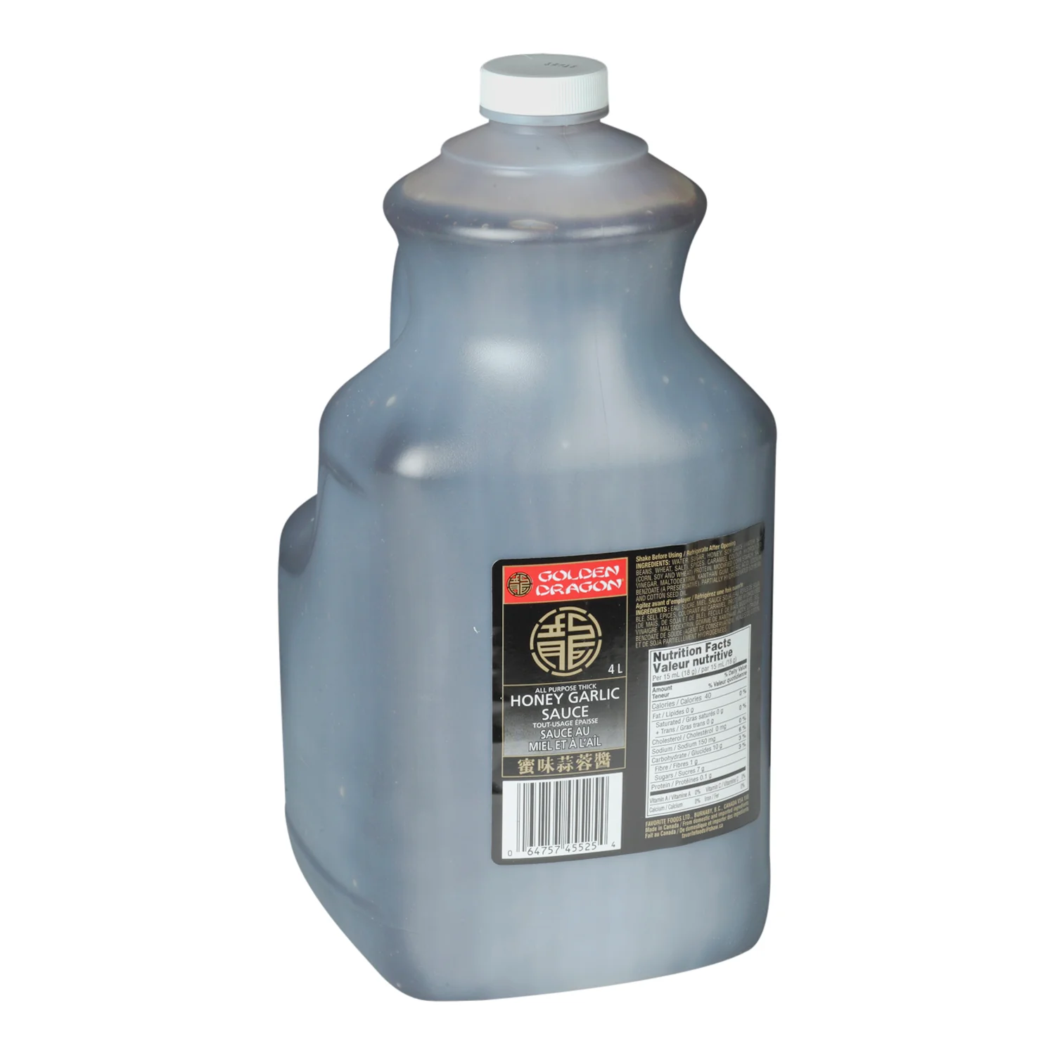Sauce Honey Garlic - 2 x 4 L - Golden Dragon - Restaurant and Foodservice Ingredients - Canadian Distribution - Ships Free Within Canada on Orders Above CAD $199