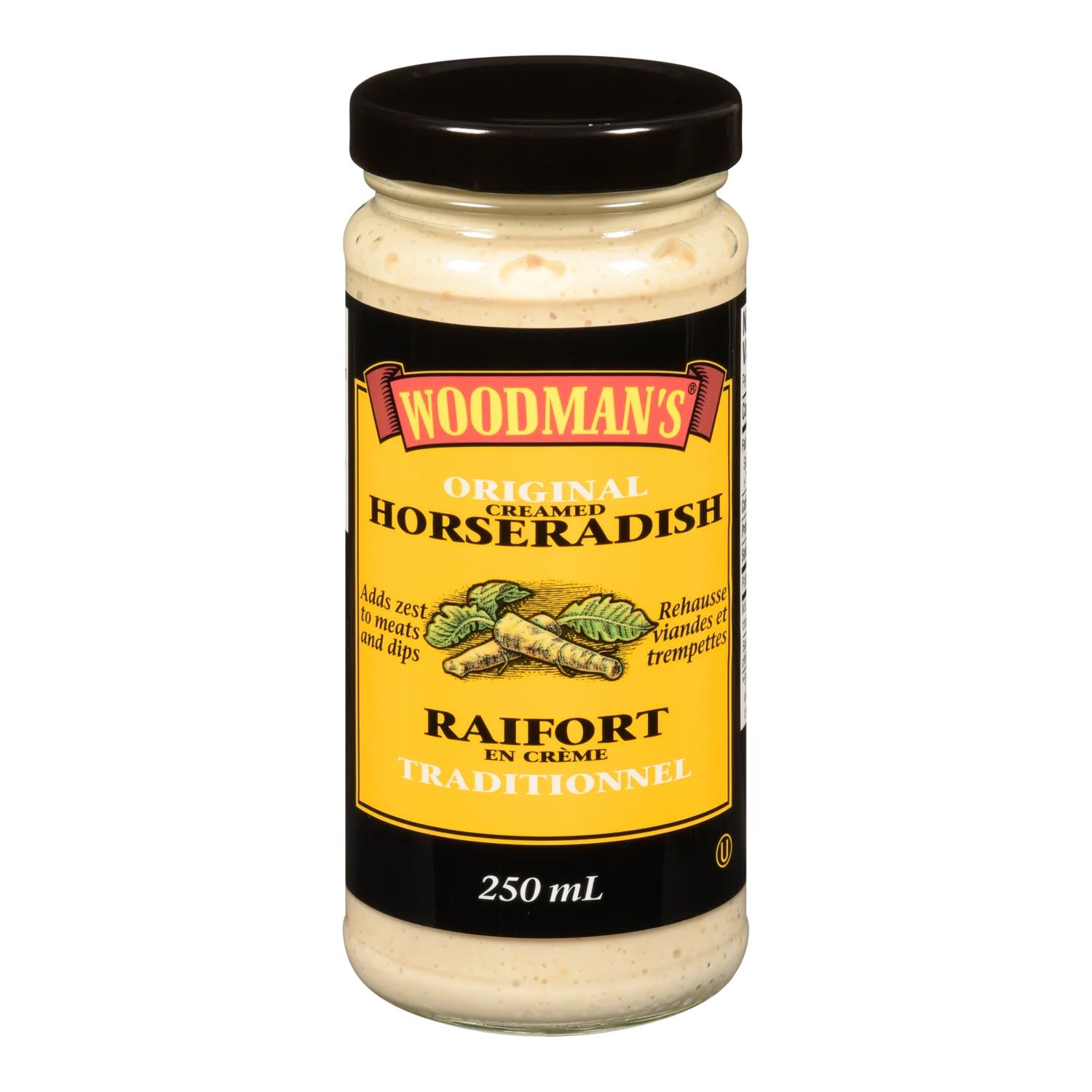 Sauce Horseradish Retail - 12 x 250 mL - Woodman - Restaurant and Foodservice Ingredients - Canadian Distribution - Ships Free Within Canada on Orders Above CAD $199