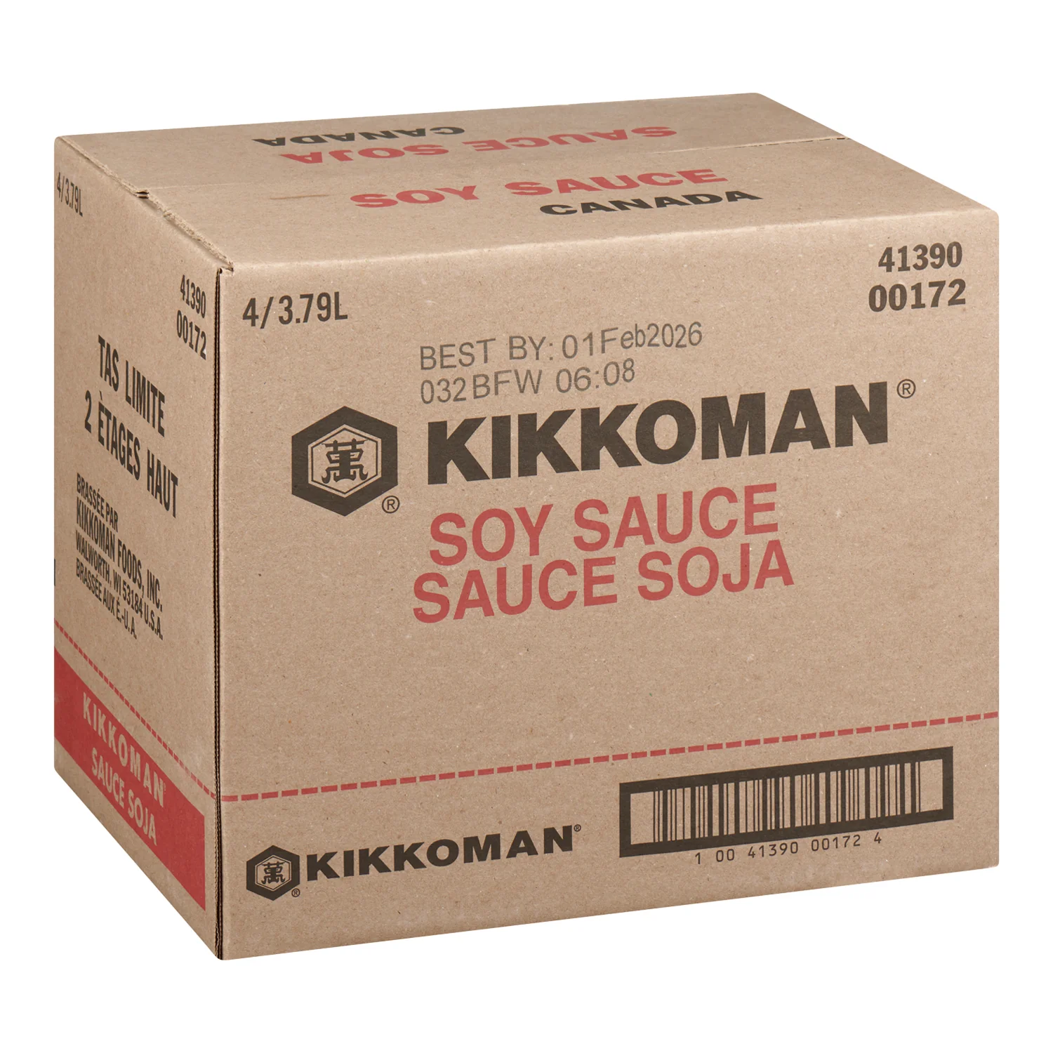 Sauce Soy Plastic Jug Bilingual - 4 x 3.79 L - Kikkoman - Restaurant and Foodservice Ingredients - Canadian Distribution - Ships Free Within Canada on Orders Above CAD $199 - Image 3