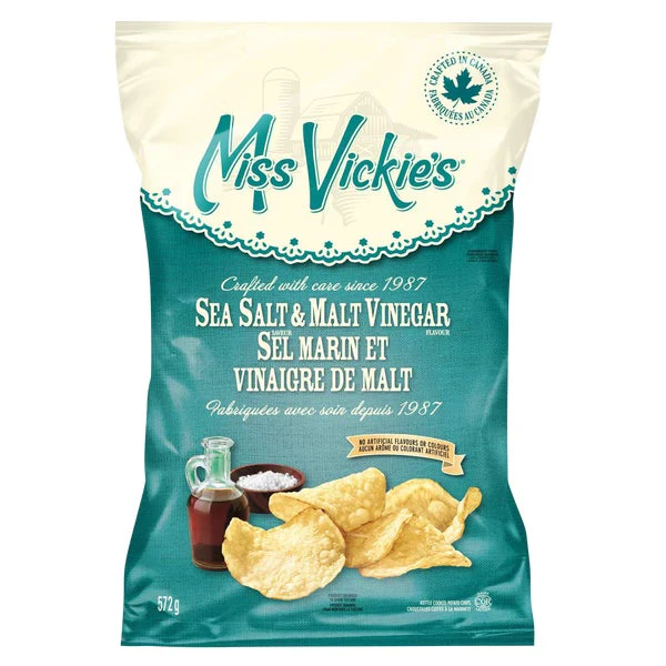 Sea Salt and Malt Vinegar Chips - 4 x 572 g - Miss Vickie’s - Canadian Distribution - Ships Free Within Canada on Orders Above CAD $199