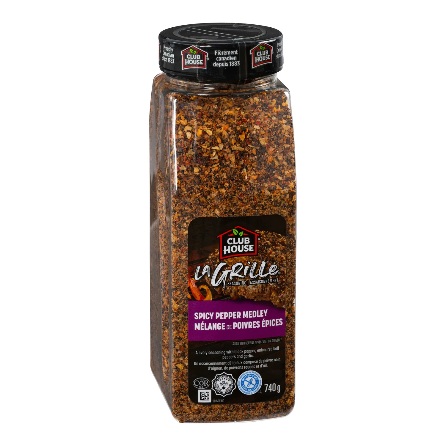 Seasoning Pepper Medley Spicy - 12 x 740 g - Clubhouse - Restaurant and Foodservice Ingredients - Canadian Distribution - Ships Free Within Canada on Orders Above CAD $199