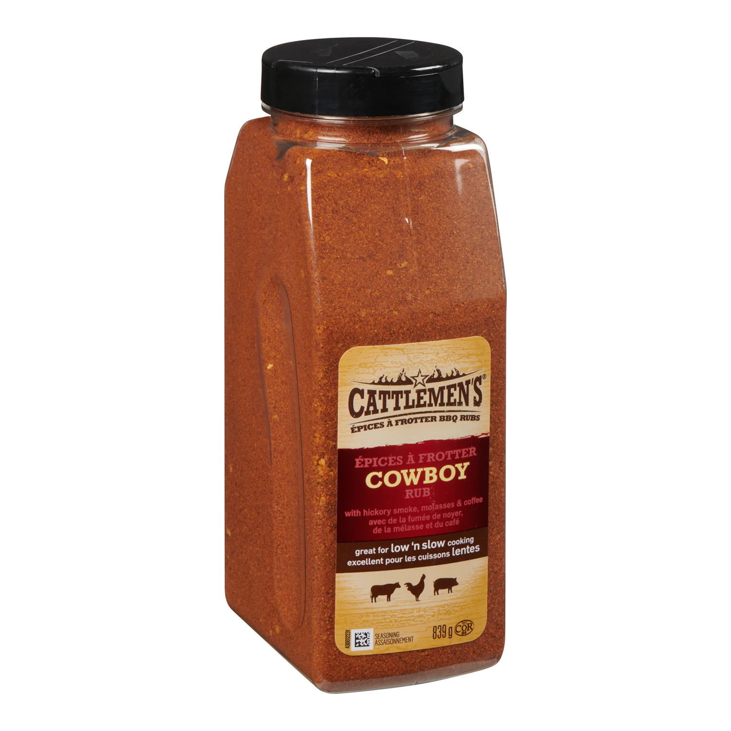Seasoning Rub Cowboy - 6 x 839 g (Case = 1 x 839 g) - Cattlemen's - Restaurant and Foodservice Ingredients - Canadian Distribution - Ships Free Within Canada on Orders Above CAD $199
