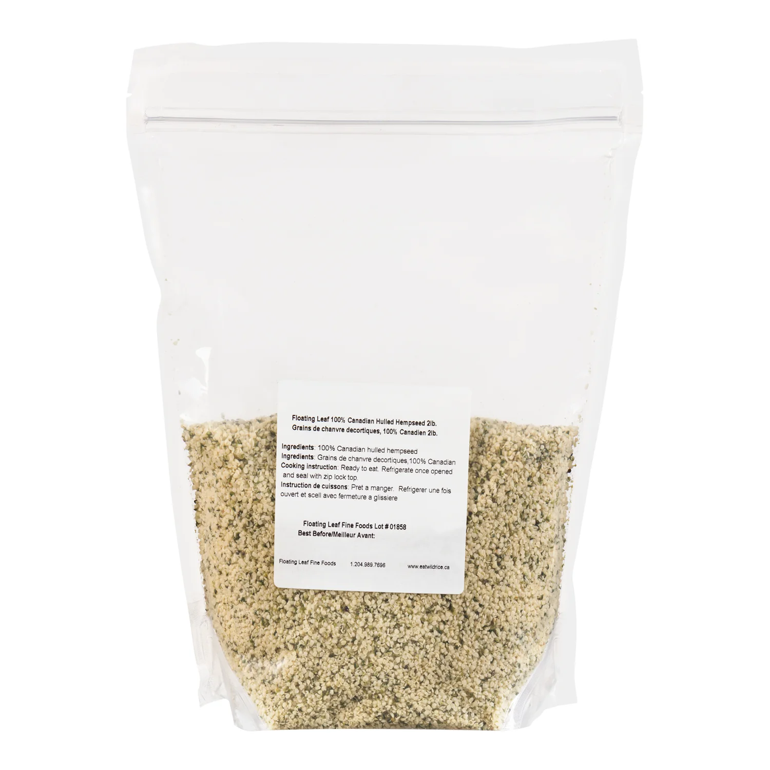 Seed Hemp Hearts Hulled - 1 x 2 lbs - Floating Leaf - Restaurant and Foodservice Ingredients - Canadian Distribution - Ships Free Within Canada on Orders Above CAD $199
