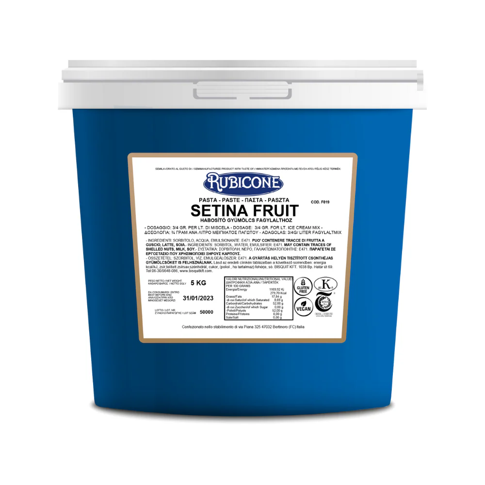 Setina Fruit Emulsifier Paste - Gelato Stabilizers & Improvers - 5 KG bucket - Rubicone Canada - Ships Free Within Canada on Orders Above CAD $199