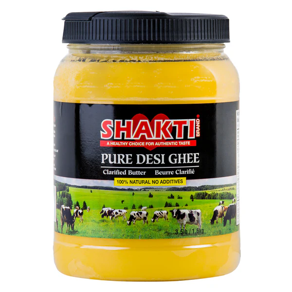 Shakti Brand Pure Desi Ghee Clarified Butter - 4 x 1.6 kg - Grocery and Food Items - Canadian Distribution - Ships Free Within Canada on Orders Above CAD $199