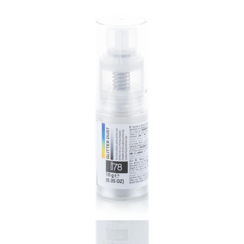 SILIKOMART Glitter Dust Silver Spray, Edible Luster Dust, 10 g - Canadian Distribution - Ships Free Within Canada on Orders Above CAD $199