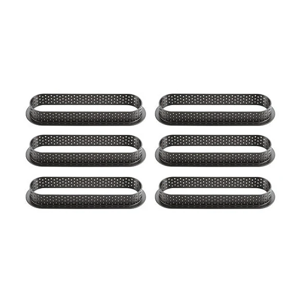 SILIKOMART Perforated Oblong Tart Rings (Set of 6), 146 x 34 mm - Canadian Distribution - Ships Free Within Canada on Orders Above CAD $199 - Image 2