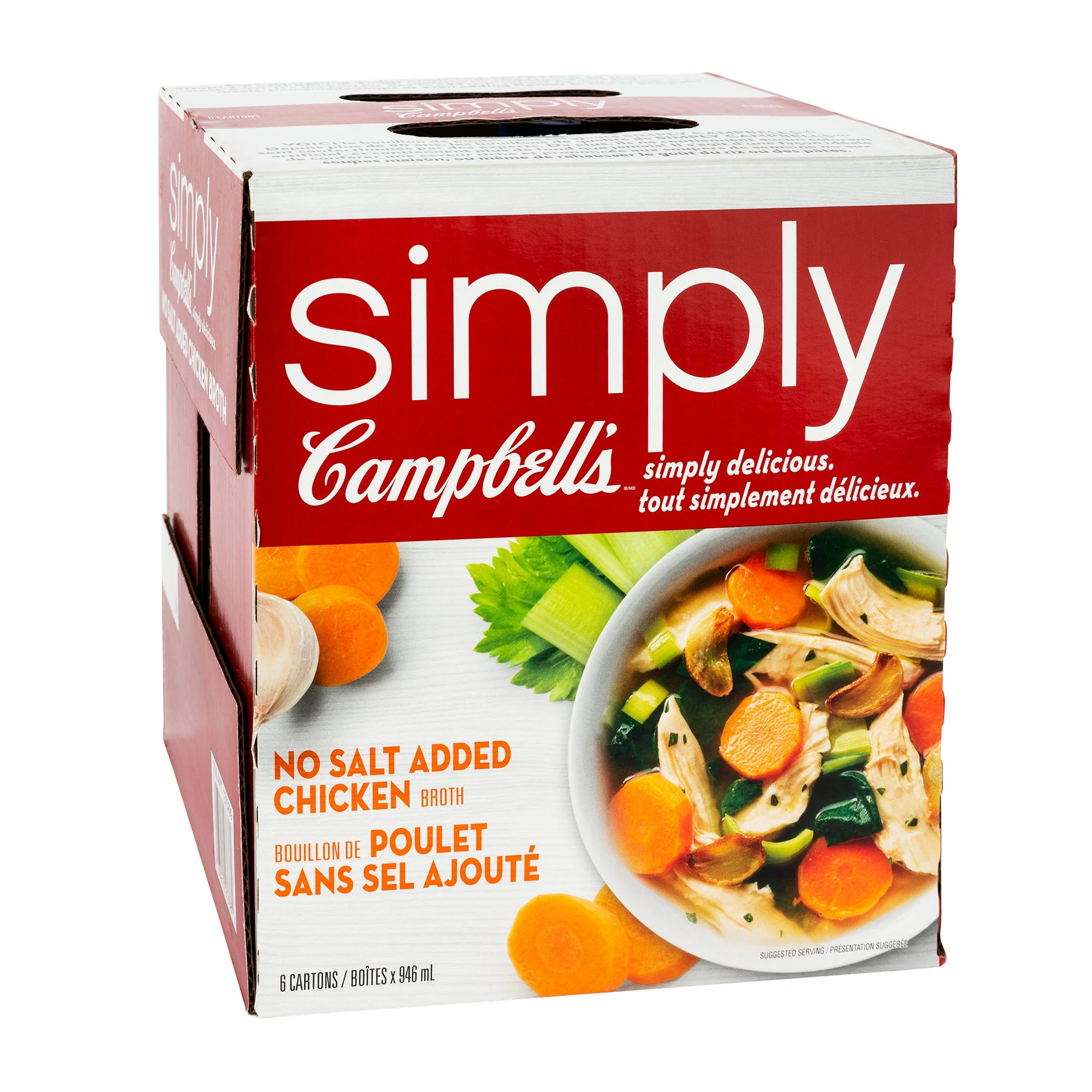 Simply Campbell’s No Salt Added Chicken Broth - 4 x 6-pack - Grocery and Food Items - Canadian Distribution - Ships Free Within Canada on Orders Above CAD $199