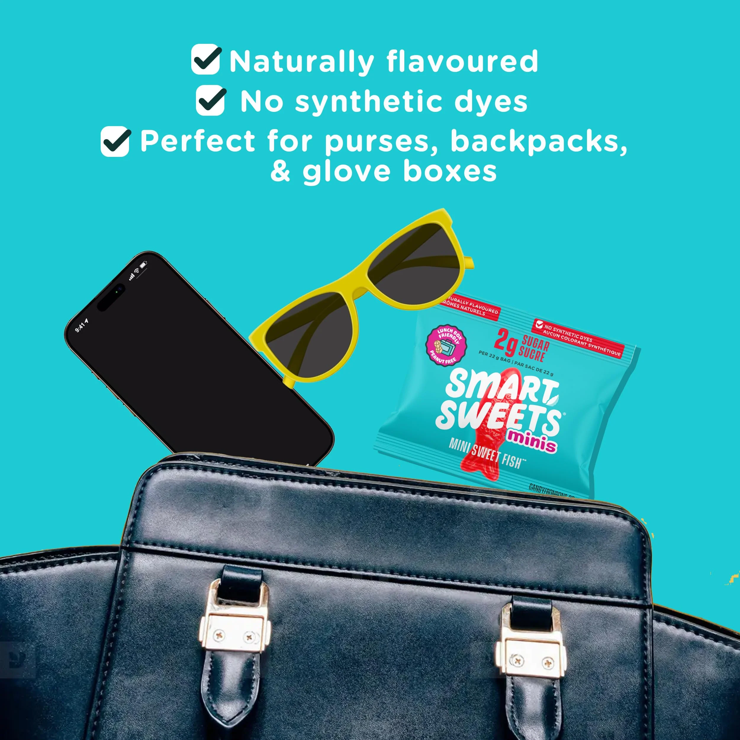 SmartSweets Minis Sweet Fish Gummies – Gluten-Free, Plant-Based Candy with 4g Sugar per Bag, 2 x 8-Pack - Canadian Distribution - Ships Free Within Canada on Orders Above CAD $199 - Image 3