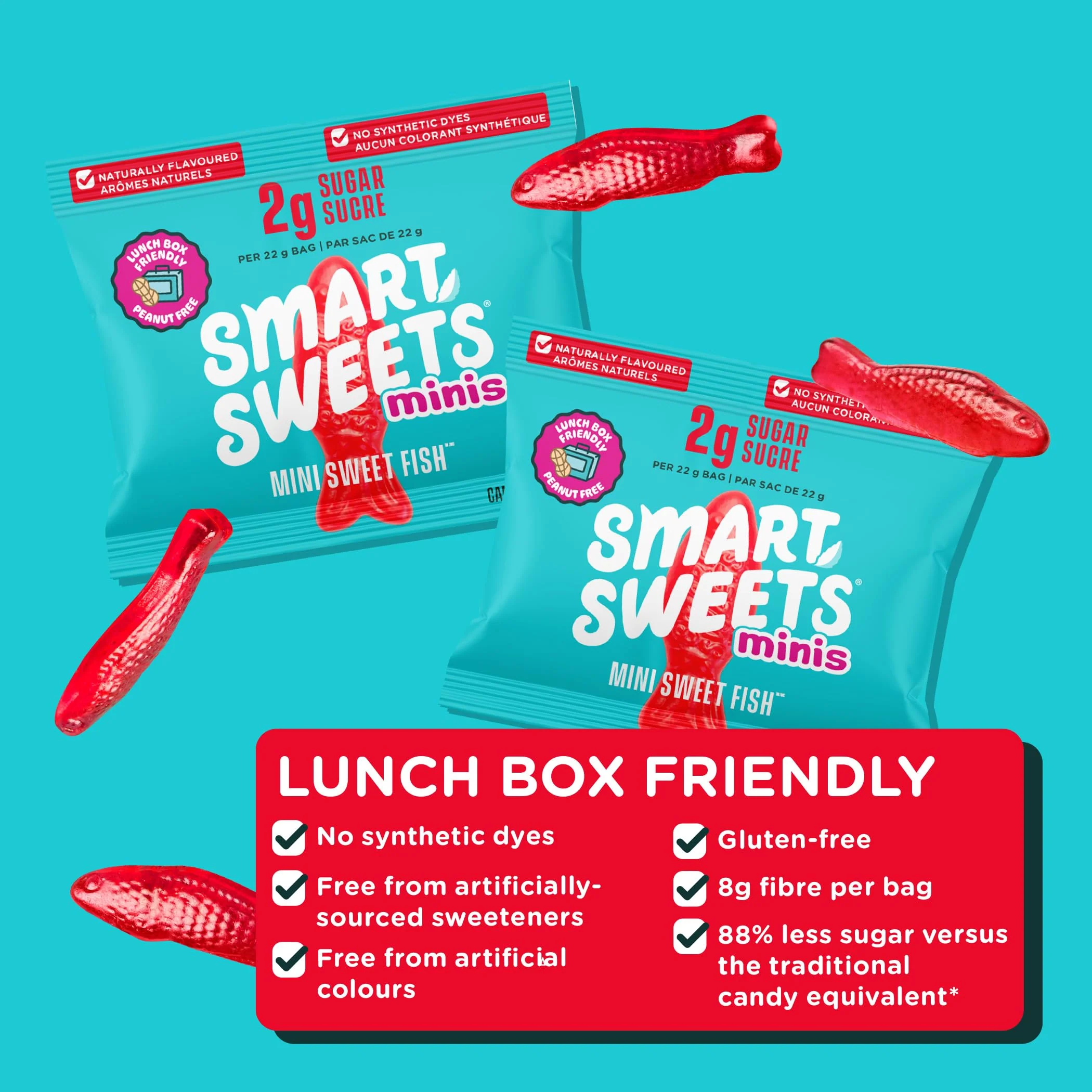 SmartSweets Minis Sweet Fish Gummies – Gluten-Free, Plant-Based Candy with 4g Sugar per Bag, 2 x 8-Pack - Canadian Distribution - Ships Free Within Canada on Orders Above CAD $199 - Image 4
