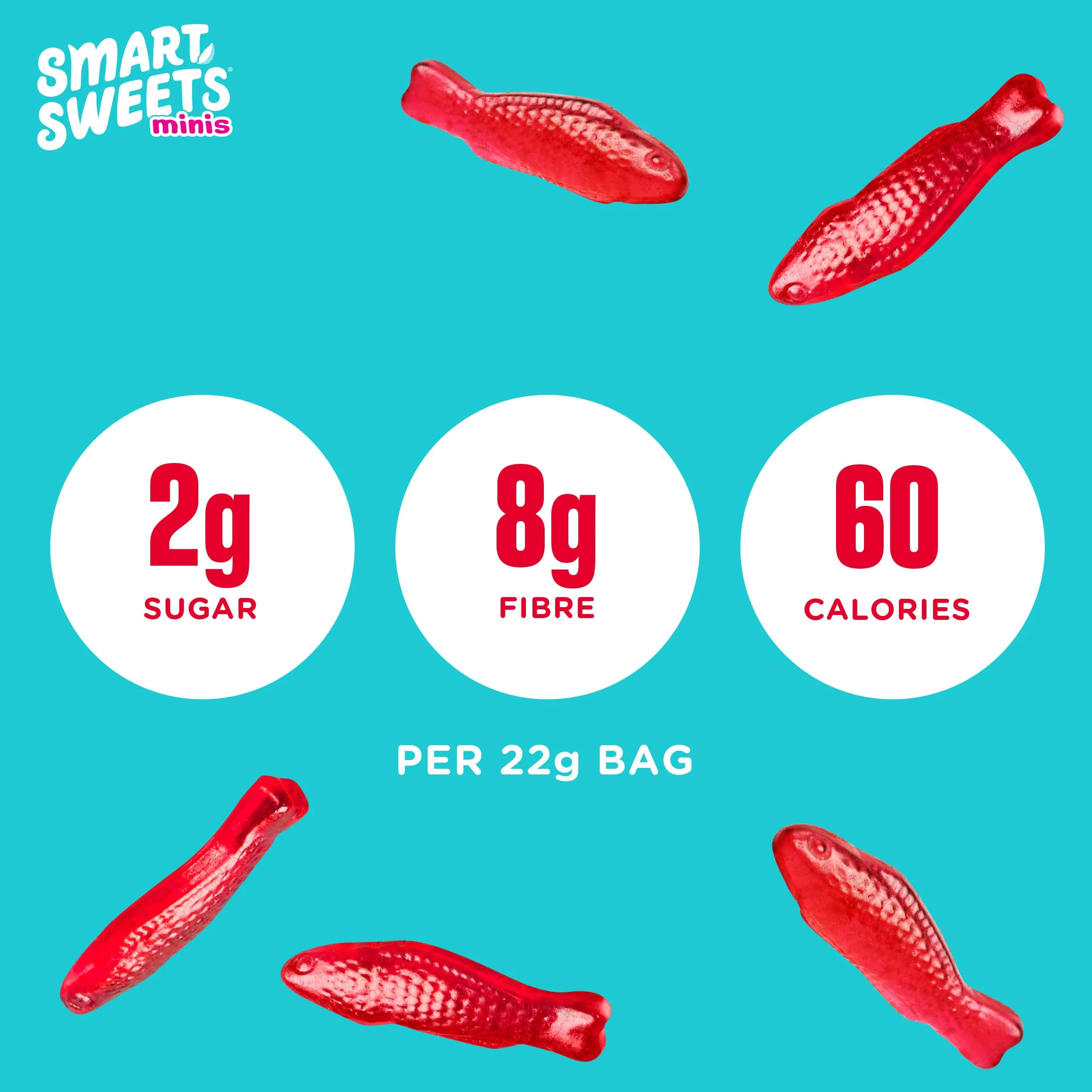 SmartSweets Minis Sweet Fish Gummies – Gluten-Free, Plant-Based Candy with 4g Sugar per Bag, 2 x 8-Pack - Canadian Distribution - Ships Free Within Canada on Orders Above CAD $199 - Image 6