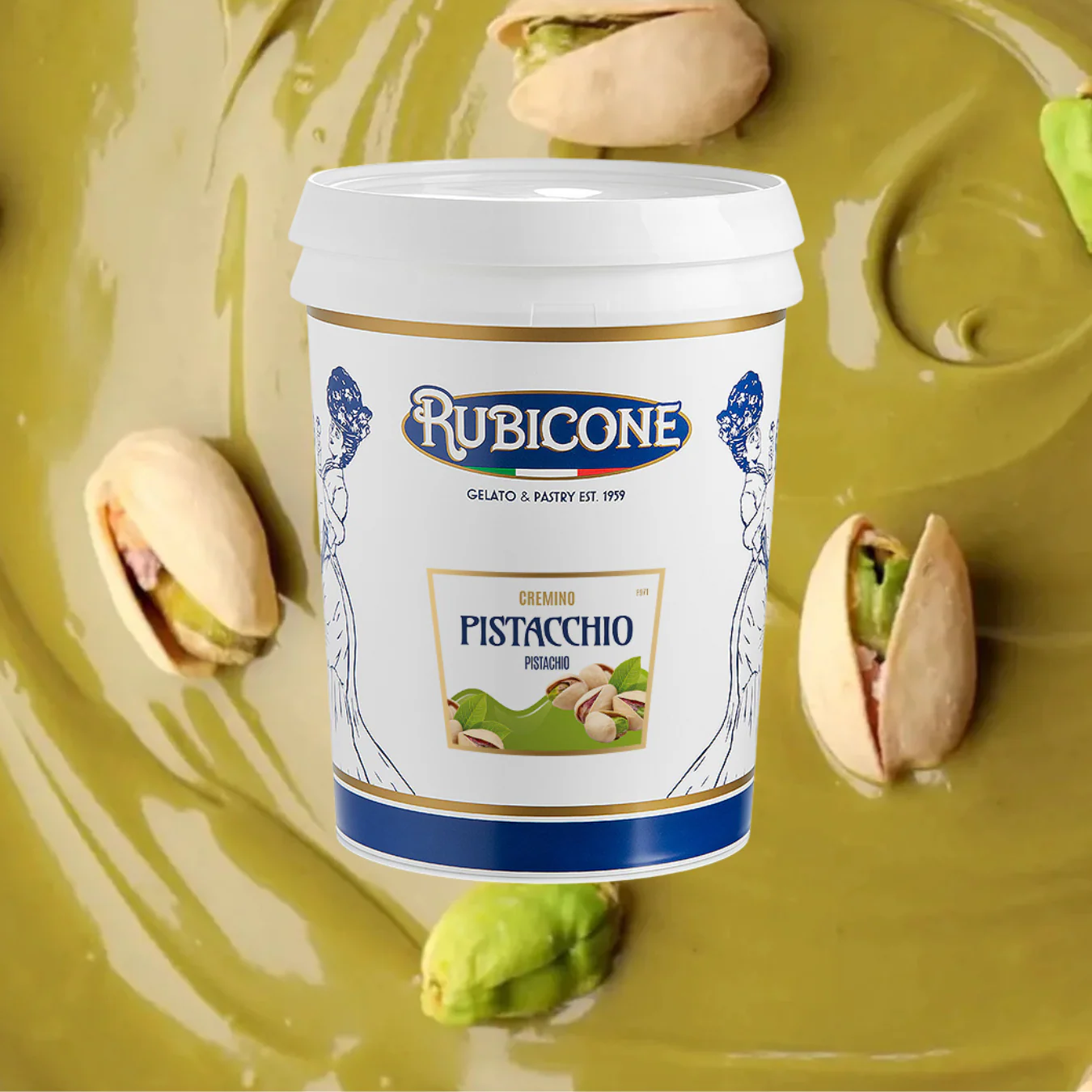 Pistachio Spreadable Filling Cream - Cremino Pistachio - 5 KG Bucket - Rubicone Canada - Made in Italy - Ships Free Within Canada on Orders Above CAD $199 - Image 2