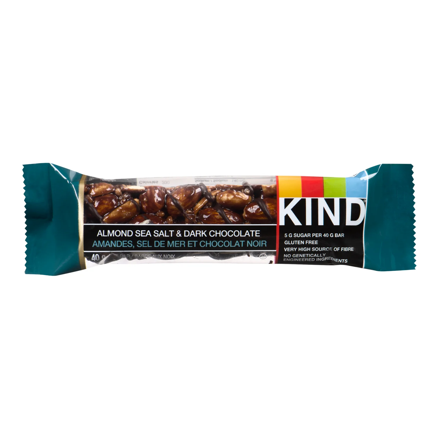 Snack Bar Almond Sea Salt Dark Chocolate - 36 x 40 g - Kind Llc - Restaurant and Foodservice Ingredients - Canadian Distribution - Ships Free Within Canada on Orders Above CAD $199