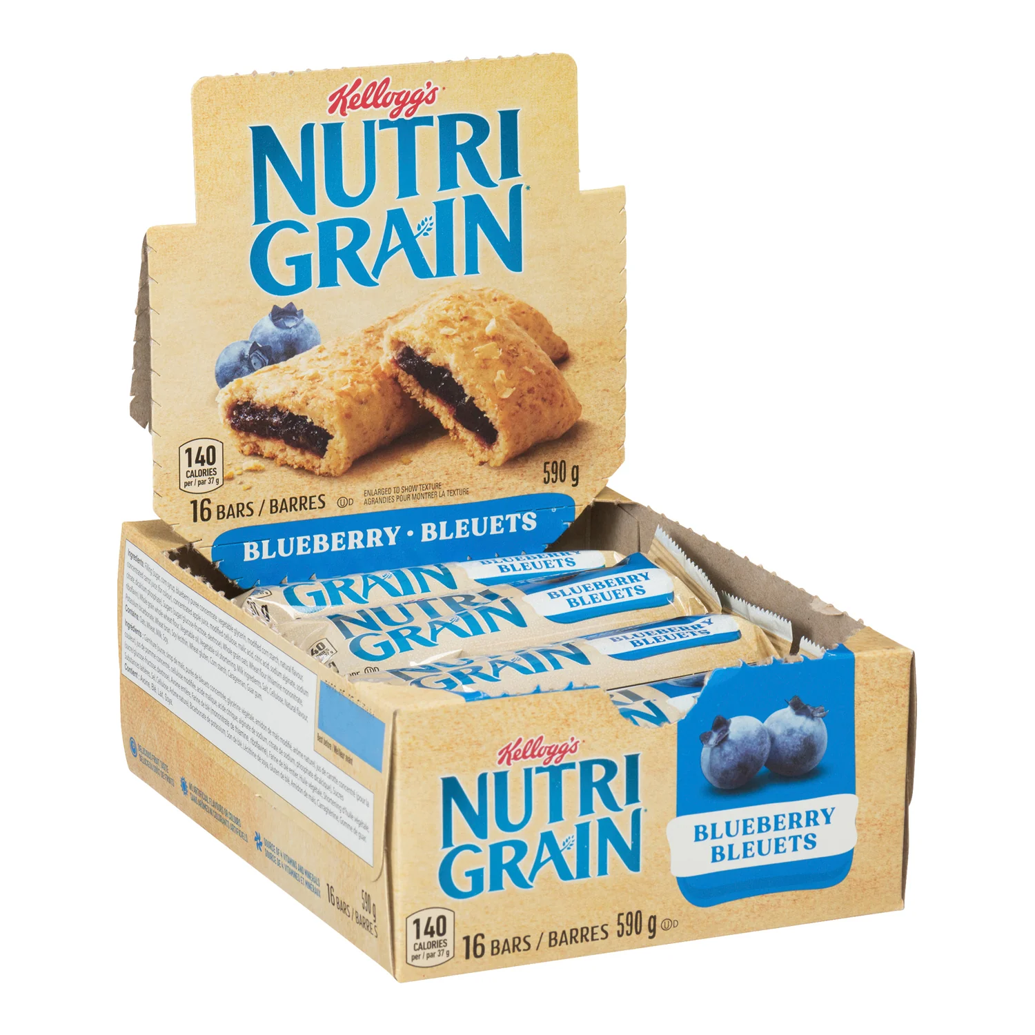 Snack Bar Nutrigrain Blueberry - 48 x 37 g - Kellogg's - Restaurant and Foodservice Ingredients - Canadian Distribution - Ships Free Within Canada on Orders Above CAD $199