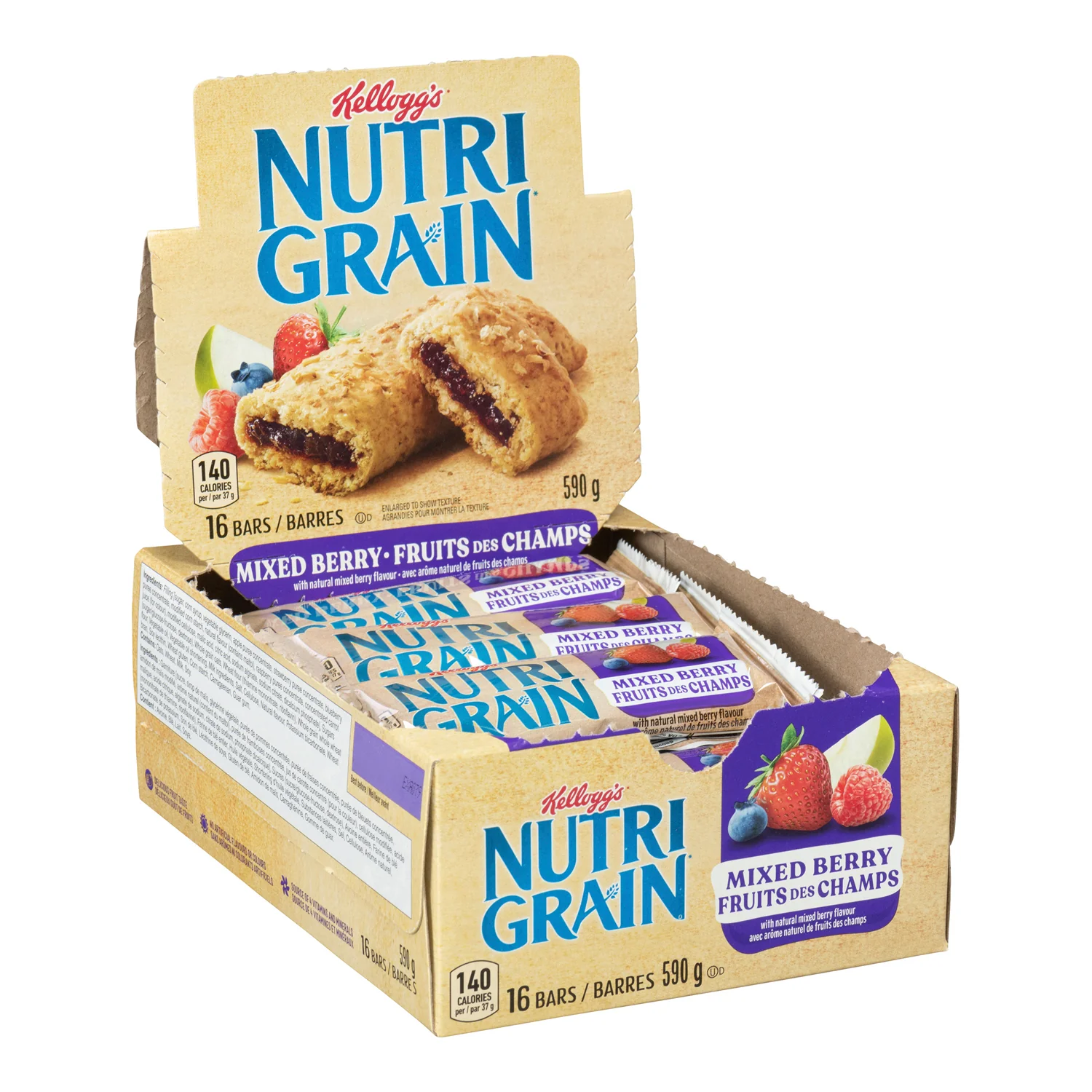 Snack Bar Nutrigrain Mixed Berry - 48 x 37 g - Kellogg's - Restaurant and Foodservice Ingredients - Canadian Distribution - Ships Free Within Canada on Orders Above CAD $199 - Image 4