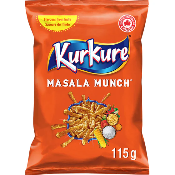 Snack Munch Kurkure Masala - 30 x 115 g - Kurkure - Restaurant and Foodservice Ingredients - Canadian Distribution - Ships Free Within Canada on Orders Above CAD $199