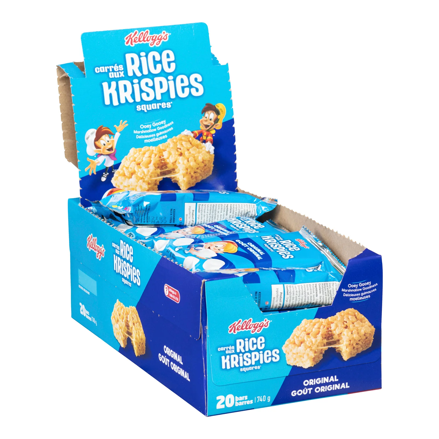 Snack Rice Krispies Bar Square 37 g. - 4 x 20 count - Kellogg's - Restaurant and Foodservice Ingredients - Canadian Distribution - Ships Free Within Canada on Orders Above CAD $199
