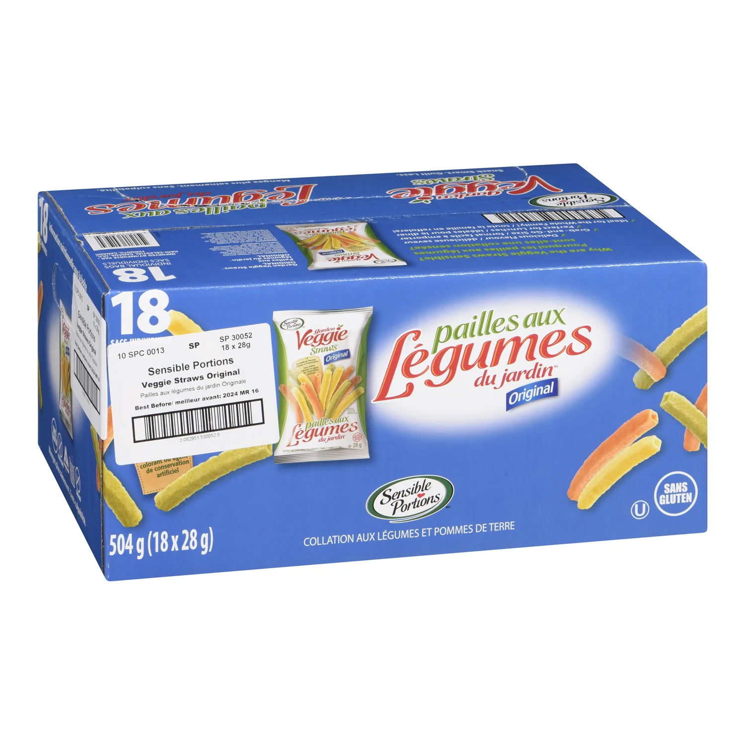 Snack Veggie Straws Original - 18 x 28 g - Sensible Portio - Restaurant and Foodservice Ingredients - Canadian Distribution - Ships Free Within Canada on Orders Above CAD $199 - Image 2