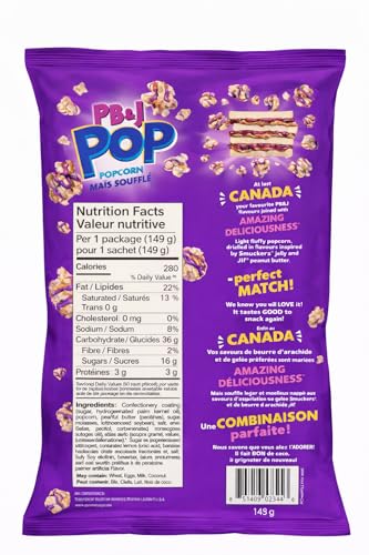 Snax Grape PB & J Pop Popcorn – 2 x Ready-to-Eat Snack - Canadian Distribution - Ships Free Within Canada on Orders Above CAD $199 - Image 2