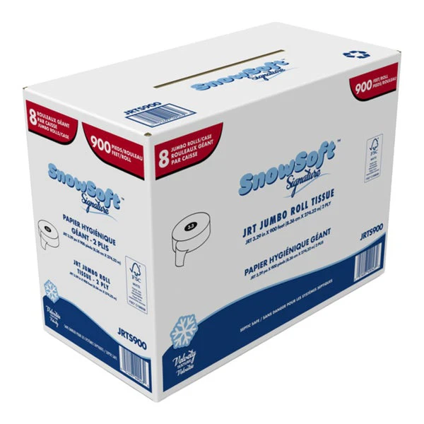 Snowsoft Signature Jumbo Bathroom Tissue2 ply - 8 rolls × 275 m  - Disposables, Restaurant Packaging and Take-Out Supplies - Canadian Distribution - Ships Free Within Canada on Orders Above CAD $199
