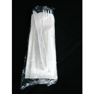 SOMI CUTMK-RBW013 Cutlery Kit Med F,K,Nap, PP White Ruby 3/pc , 9.65LBS, WHITE 500 PER PACK