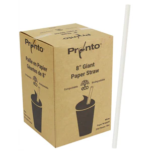 SOMI STRP8GW, Straw Paper 8" Giant White Wrapped, 8x250, 10.16 LBS, PACK SIZE 2000