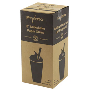 SOMI STRP8MBKU, Straw Paper 8" Milkshake Black Unwrapped 8x250,  7.46 LBS, PACK SIZE, 2000