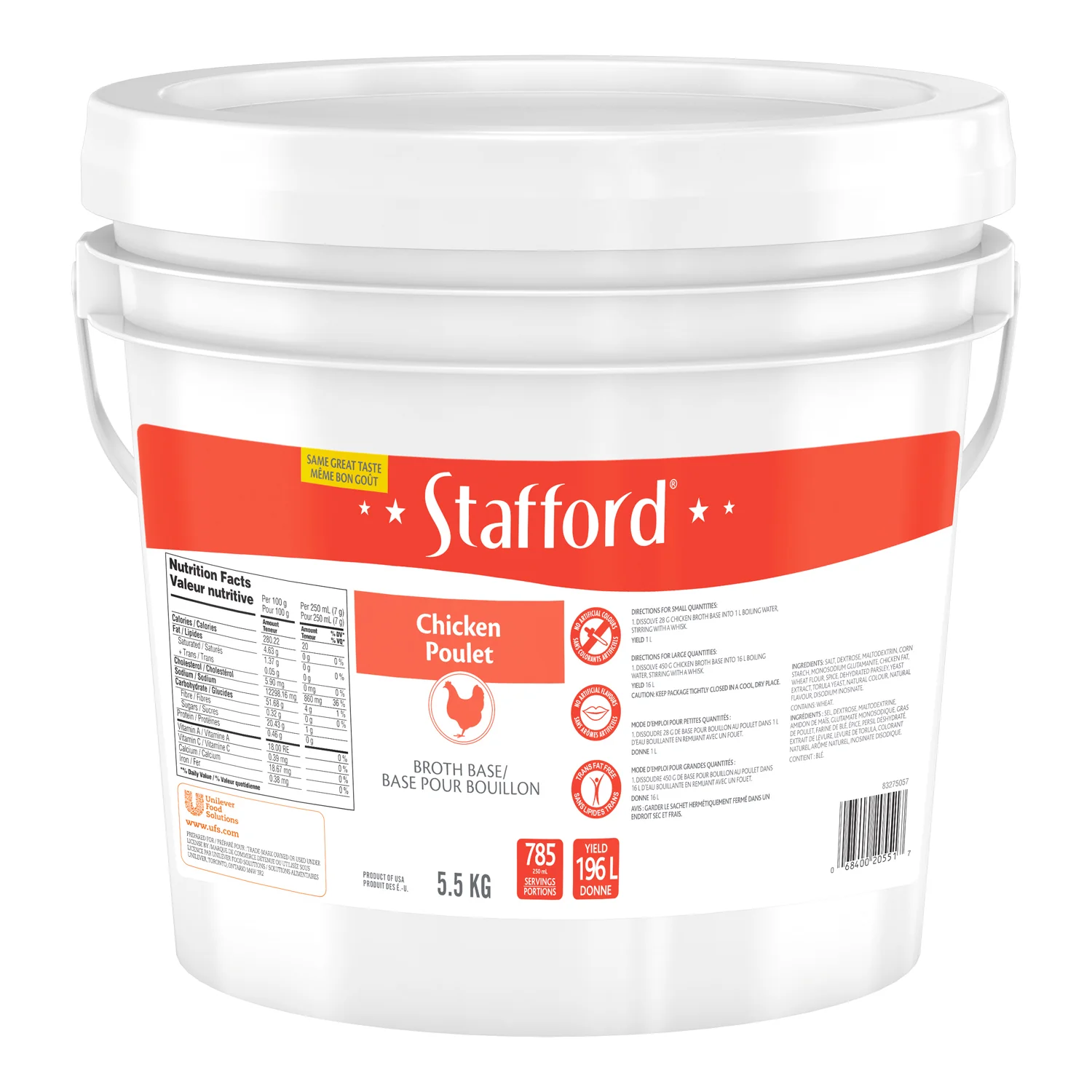 Soup Base Chicken Red Label - 1 x 5.5 kg - Stafford - Restaurant and Foodservice Ingredients - Canadian Distribution - Ships Free Within Canada on Orders Above CAD $199 - Image 2