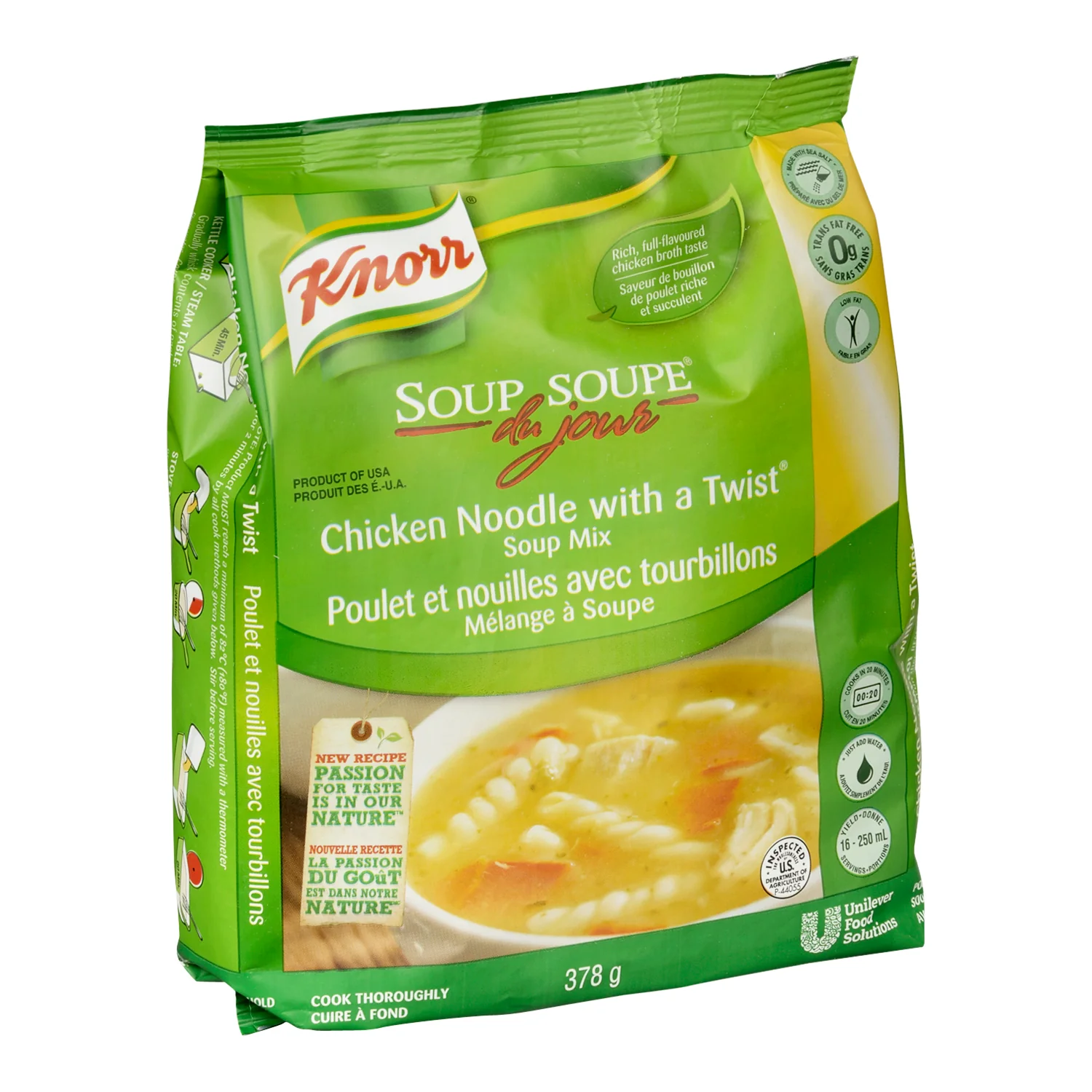 Soup Chicken Noodle With A Twist - 4 x 378 g - Knorr Swiss - Restaurant and Foodservice Ingredients - Canadian Distribution - Ships Free Within Canada on Orders Above CAD $199