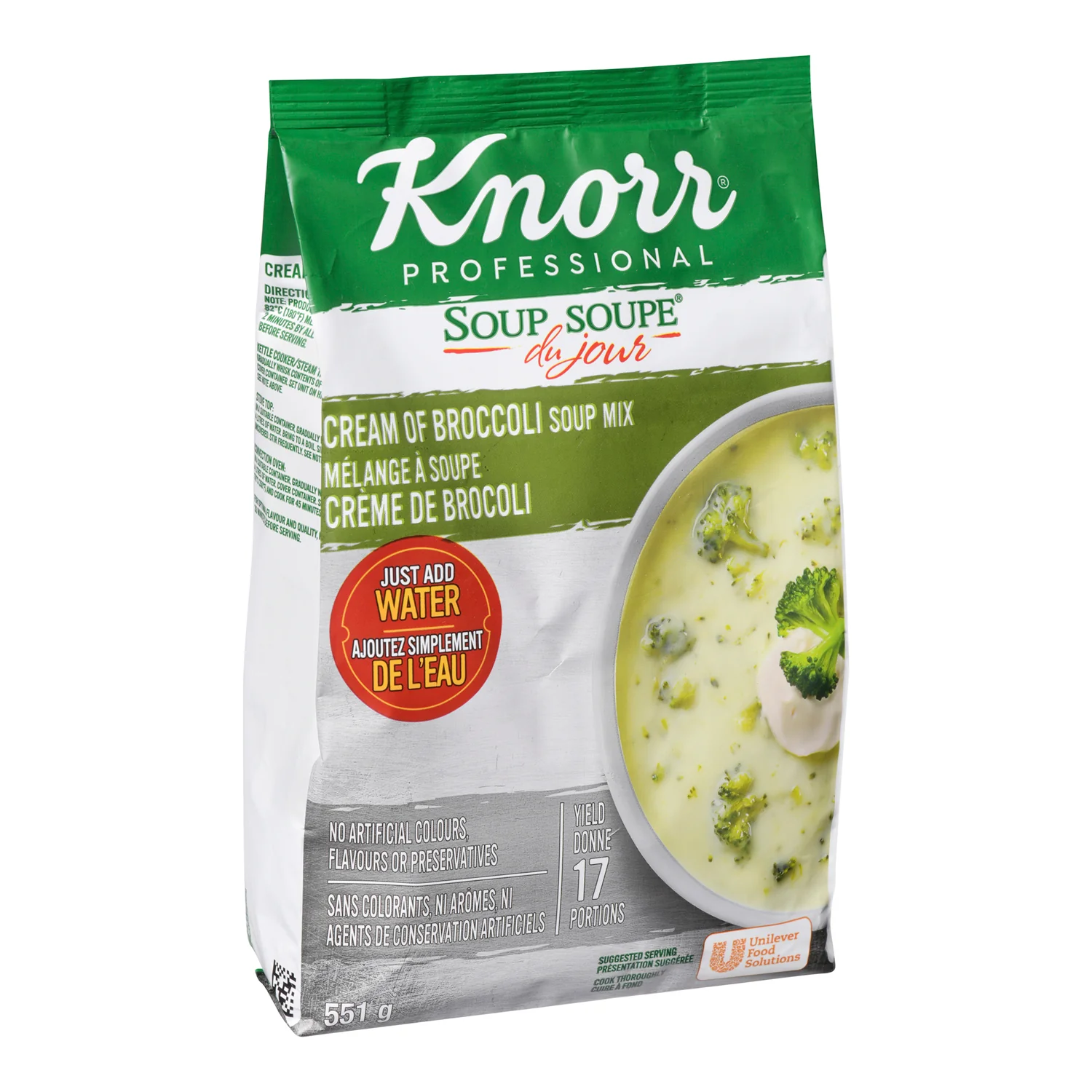 Soup Cream of Broccoli Gluten-Free - 4 x 551 g - Knorr Swiss - Restaurant and Foodservice Ingredients - Canadian Distribution - Ships Free Within Canada on Orders Above CAD $199