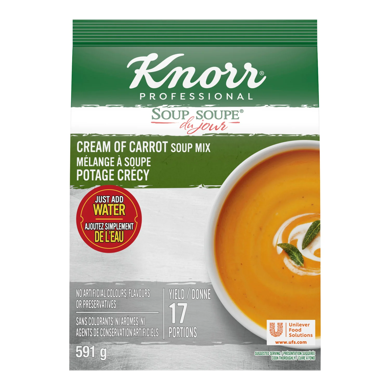 Soup Cream Of Carrot Gluten-Free - 4 x 591 g - Knorr Swiss - Restaurant and Foodservice Ingredients - Canadian Distribution - Ships Free Within Canada on Orders Above CAD $199