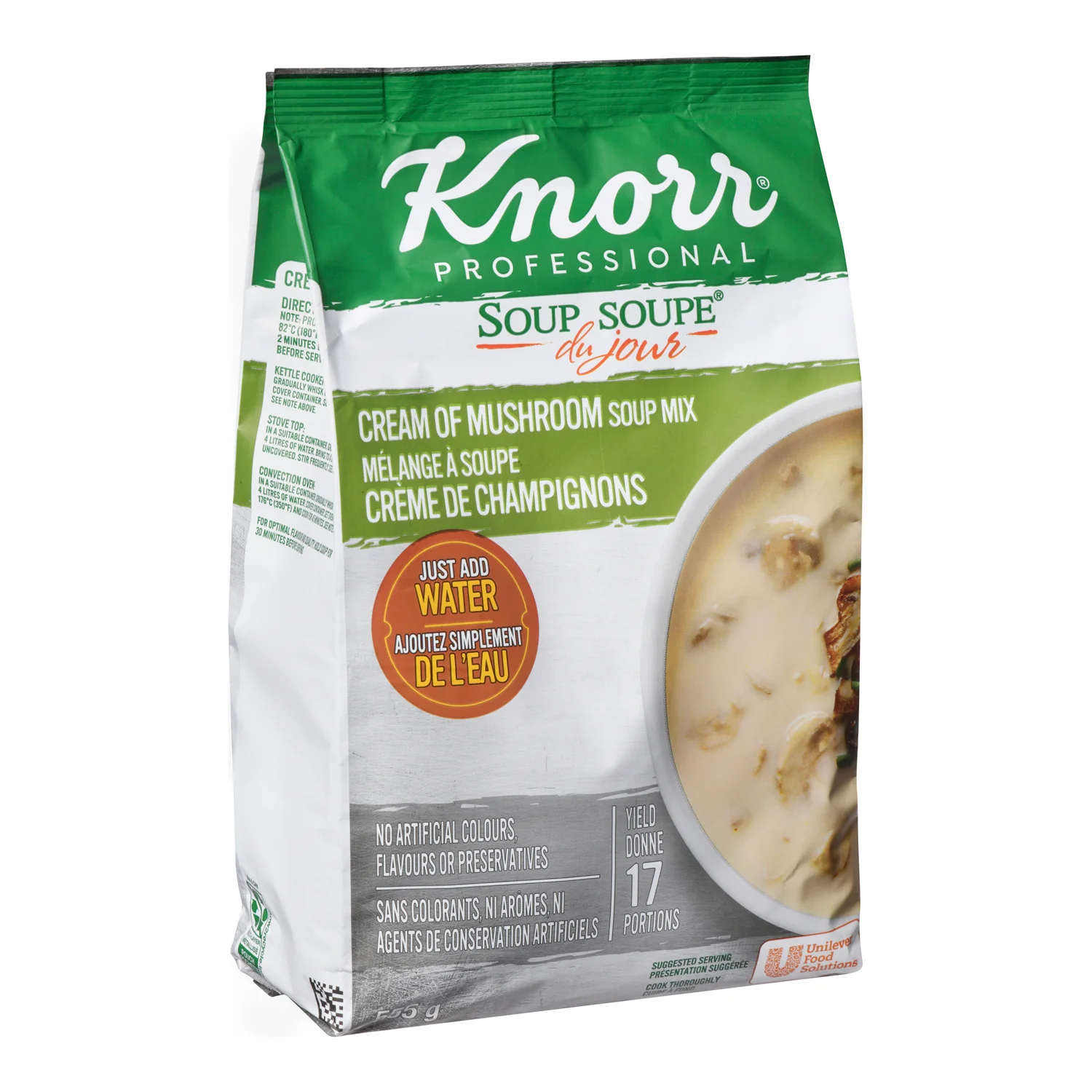 Soup Cream Of Mushroom Gluten-Free - 4 x 555 g - Knorr Swiss - Restaurant and Foodservice Ingredients - Canadian Distribution - Ships Free Within Canada on Orders Above CAD $199