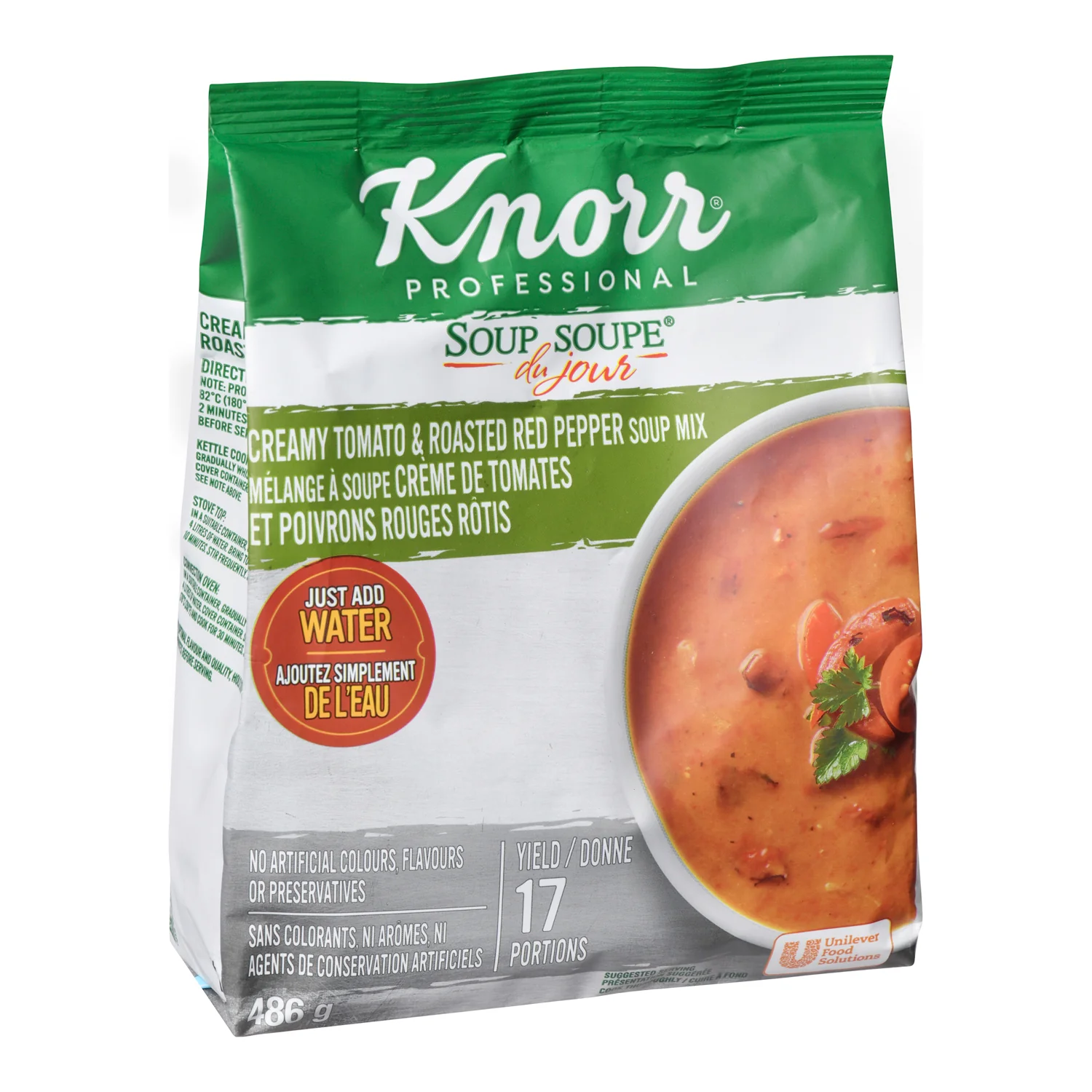 Soup Creamy Tomato & Red Pepper Gluten-Free - 4 x 486 g - Knorr Swiss - Restaurant and Foodservice Ingredients - Canadian Distribution - Ships Free Within Canada on Orders Above CAD $199