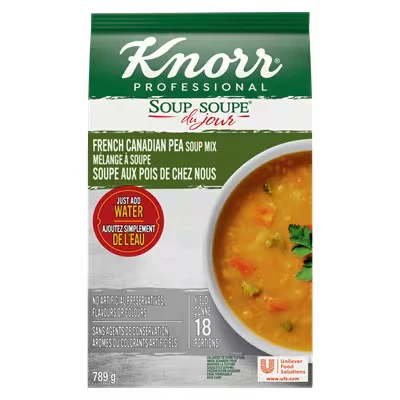 Soup French Canadian Pea Soup Du Jour - 4 x 789 g - Knorr Swiss - Restaurant and Foodservice Ingredients - Canadian Distribution - Ships Free Within Canada on Orders Above CAD $199
