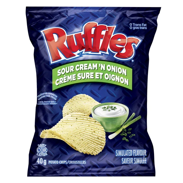 Sour Cream & Onion Chips - 192 × 40 g - Ruffles - Canadian Distribution - Ships Free Within Canada on Orders Above CAD $199