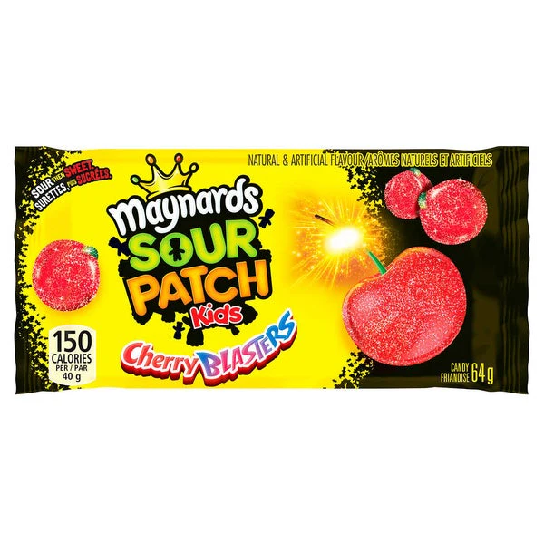 Sour Patch Kids Cherry Blasters Gummies - 72 × 64 g - Maynards - Canadian Distribution - Ships Free Within Canada on Orders Above CAD $199