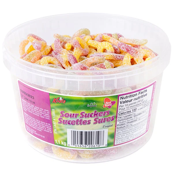 Sour Suckers - 4 x 1.1 kg - Red Band - Canadian Distribution - Ships Free Within Canada on Orders Above CAD $199
