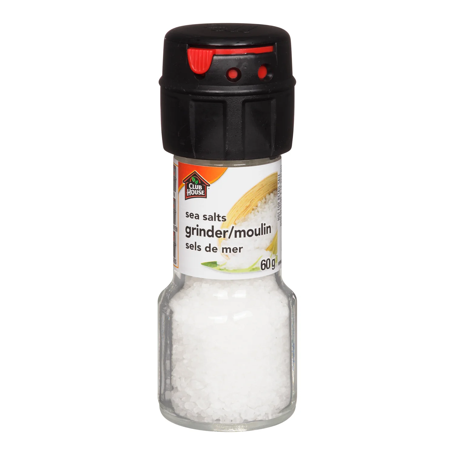 Spice Salt Sea Grinder - 36 x 60 g - Clubhouse - Restaurant and Foodservice Ingredients - Canadian Distribution - Ships Free Within Canada on Orders Above CAD $199
