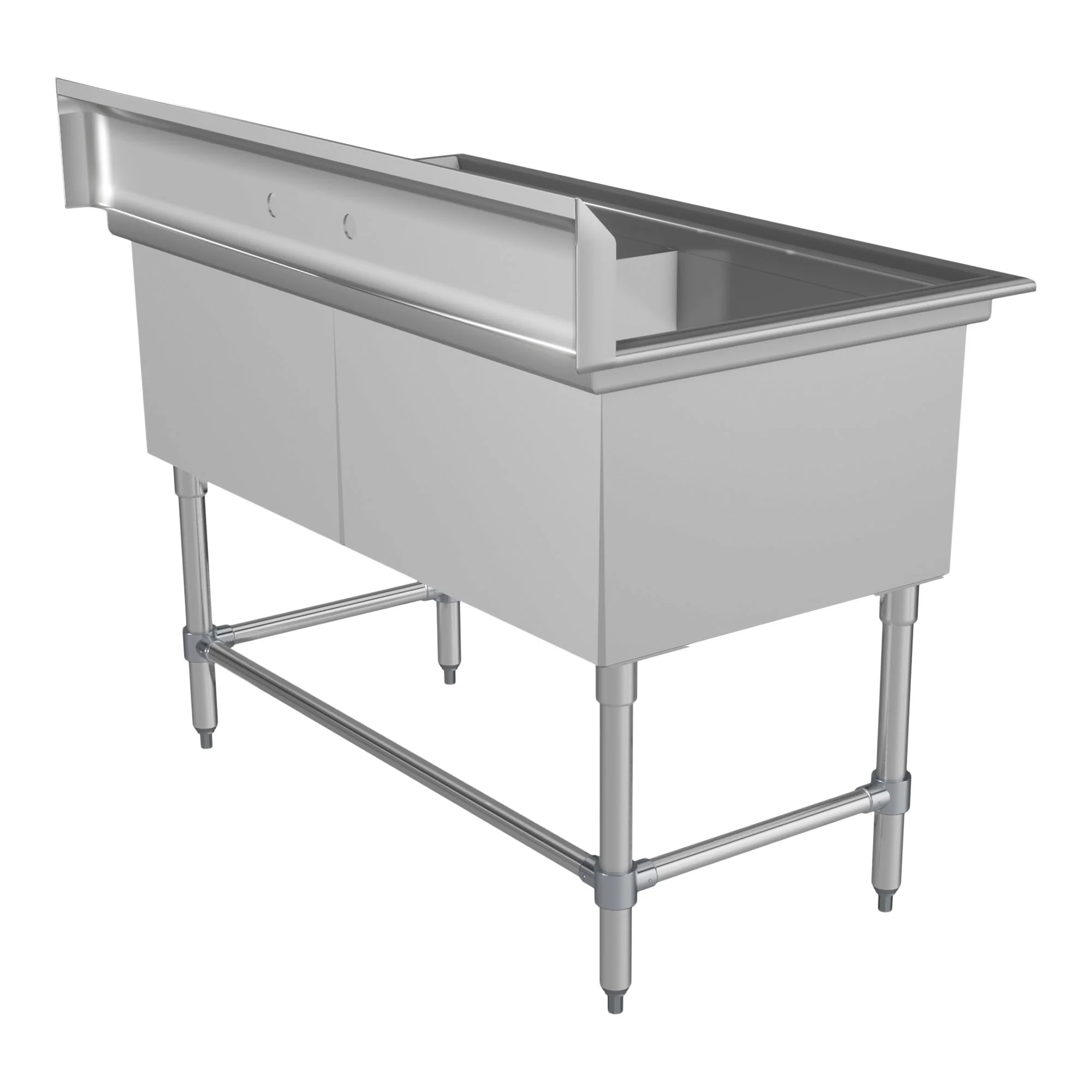 Stainless Steel Double Sink - 53 in L x 29.5 in W x 44 in H - Restaurant Equipment and Smallwares - Canadian Distribution - Image 2